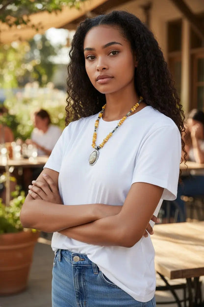 Sterling Silver and Yellow Jasper Pendant Necklace Home Crush