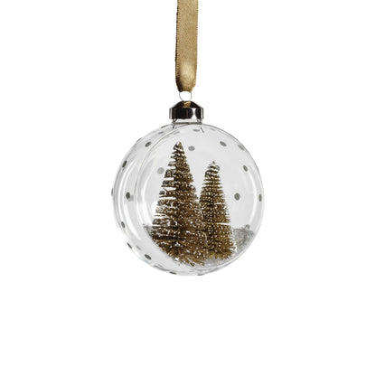 Clear Glass Ornament with Pine Tree Gold