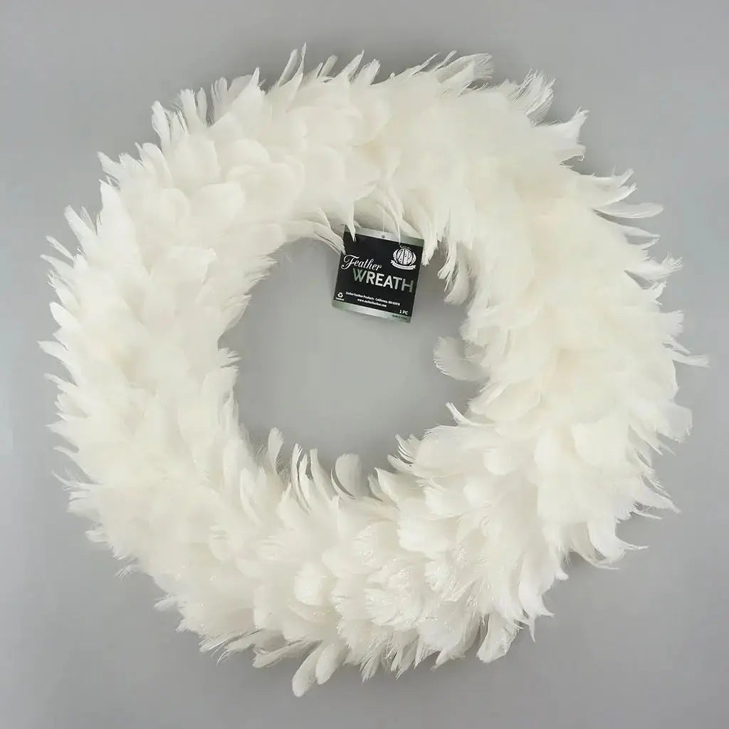 Goose Coquille Feather Wreath - White Zucker Feather Products