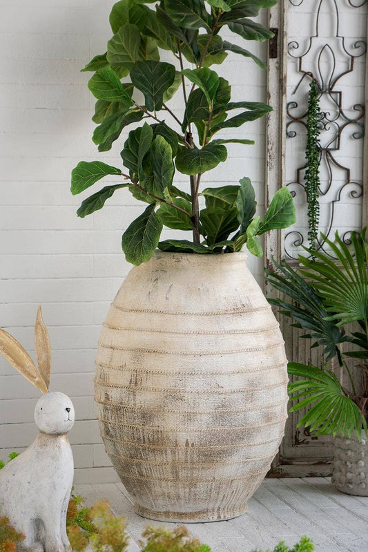 D22.5x30.5" Magnesium Flower Pot w/ Weathered White Finish A&B Home Group Inc.