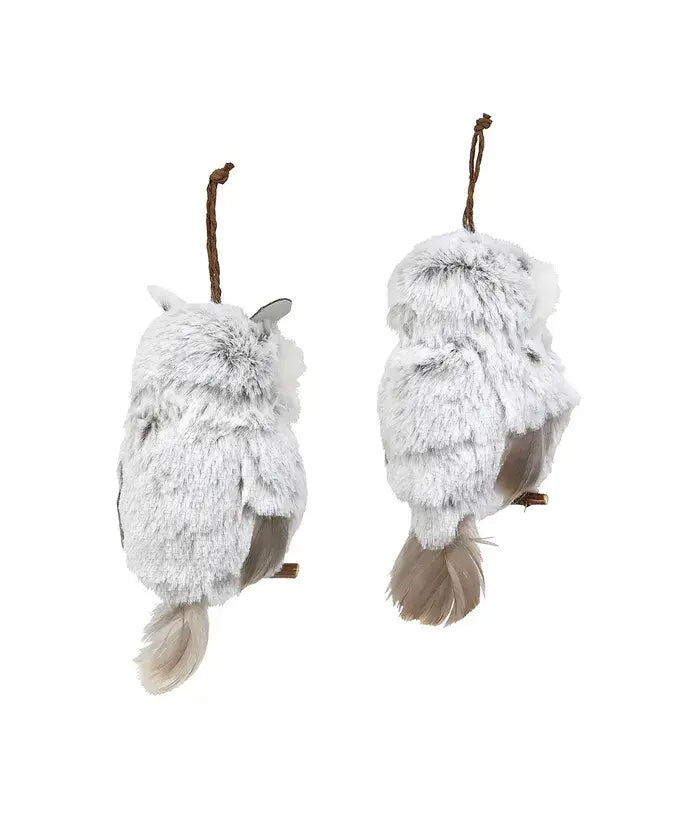 BROWN/WHITE HANGING OWL ORNAMENTS
