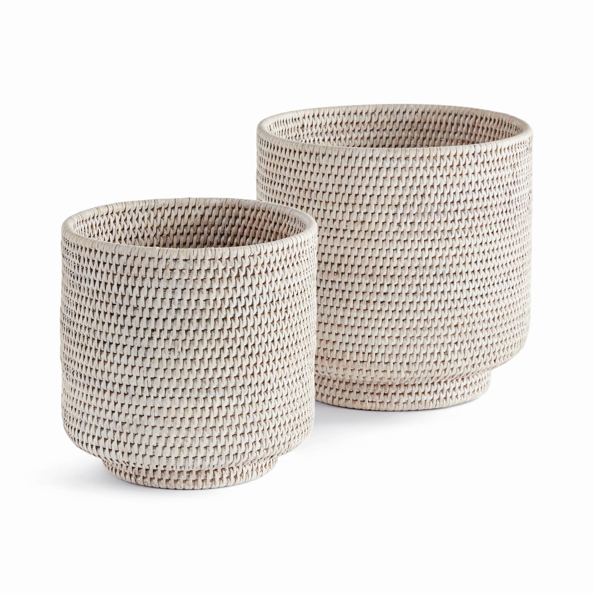 Burma Rattan Cachepots Large, White Napa Home & Garden