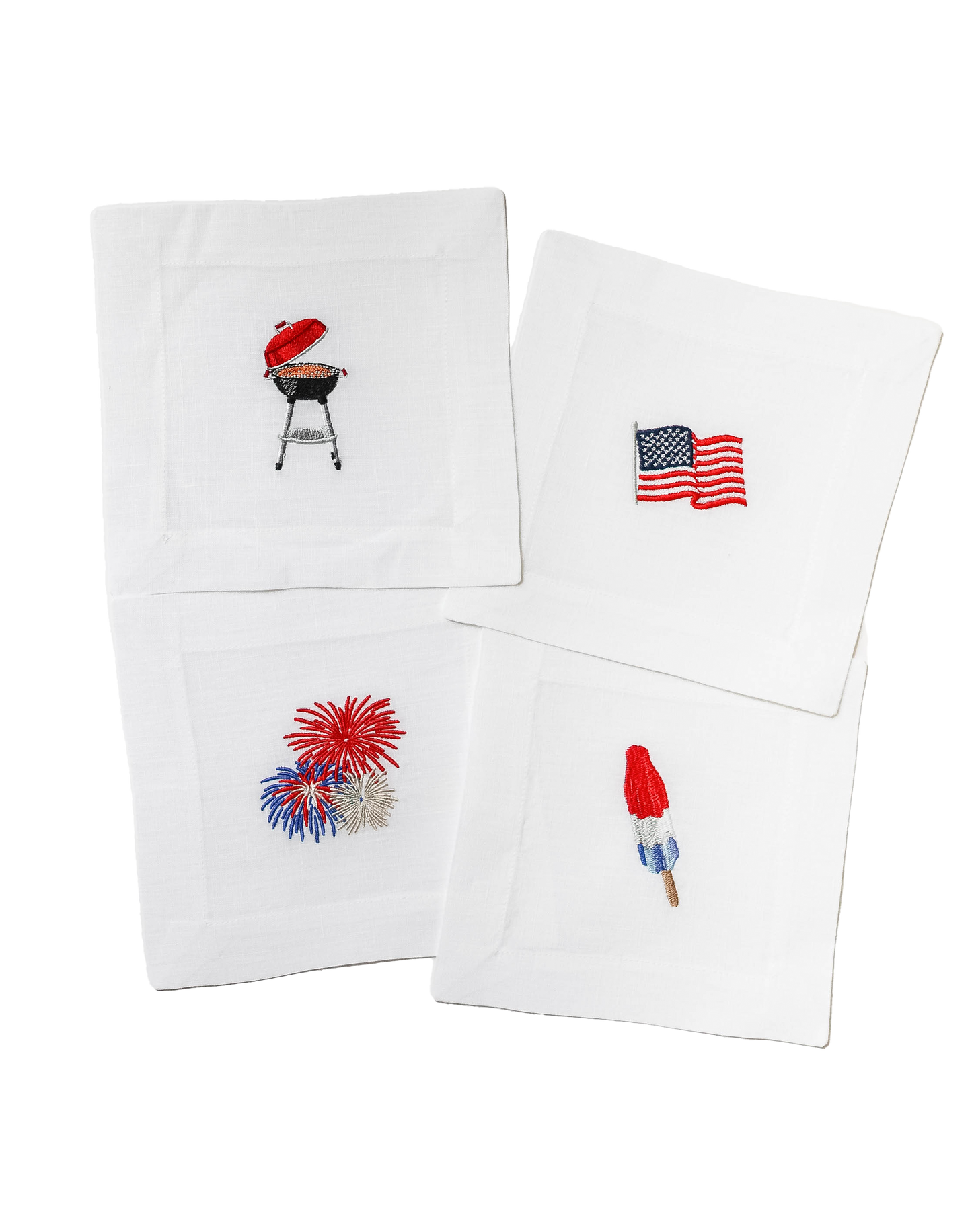 4th of July Embroidered Linen Cocktail Napkins Lettermade