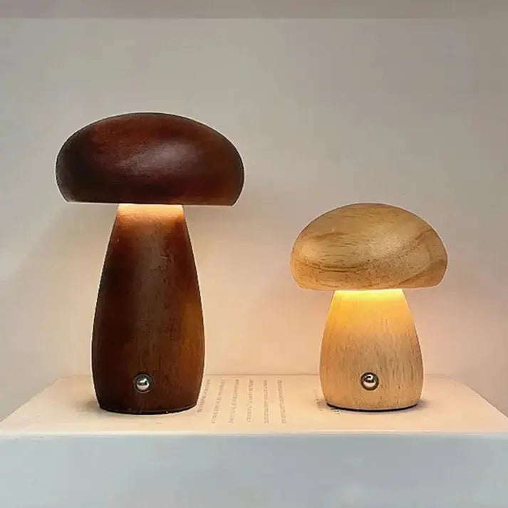 Wooden Mushroom Lamps | Touch Control Lamp | Rechargeable Kiyo Home