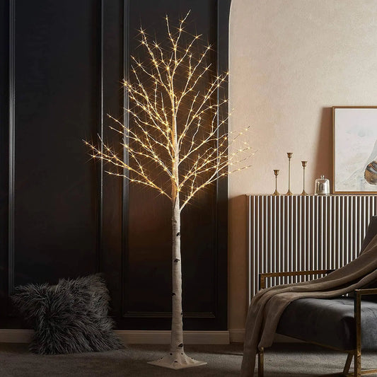 6FT Birch Tree Lights, 180L 5MM Warm White LED, with UL Home Crush
