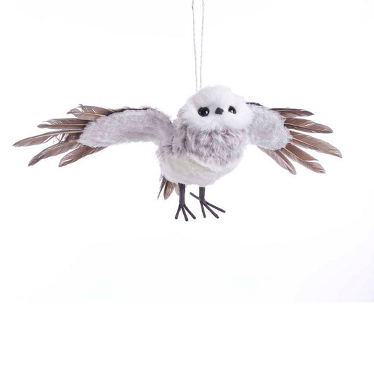 13.78" Gray with White Fur Flying Owl