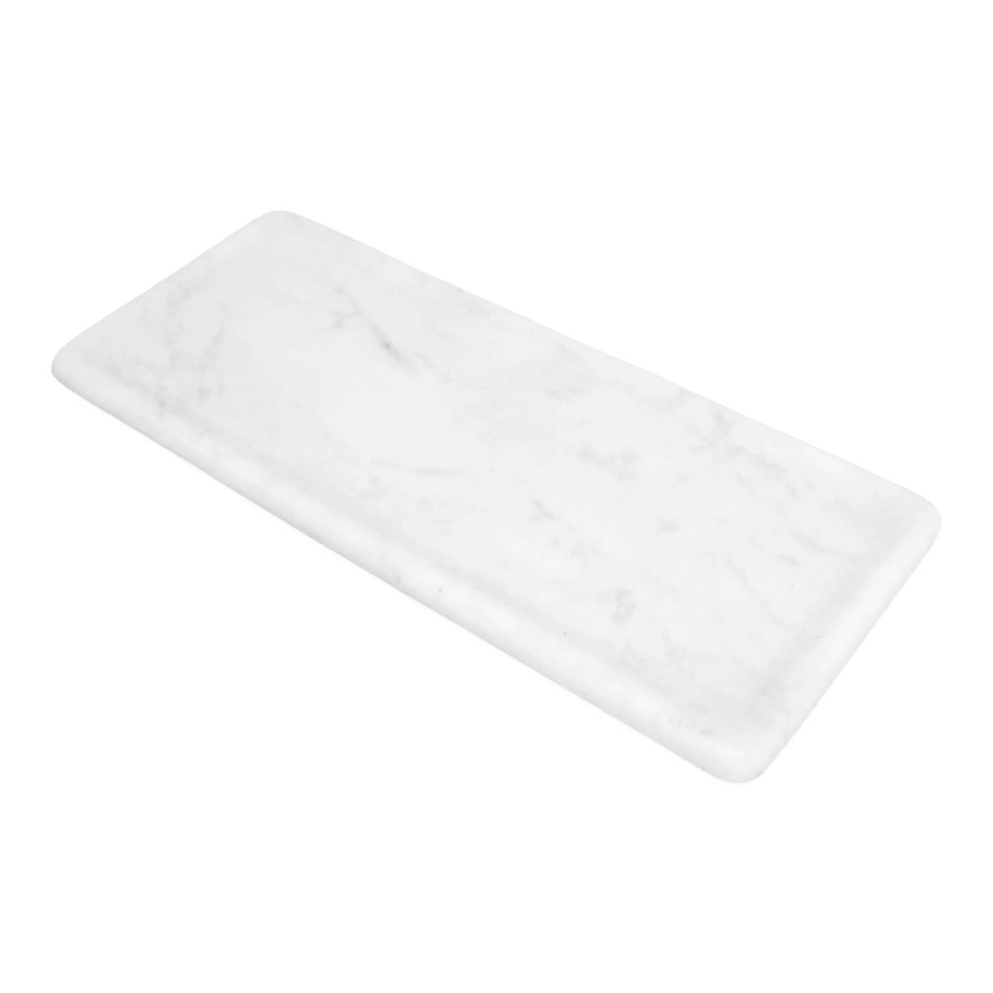 Medium White Marble Round Edged Tray- 15 x 6