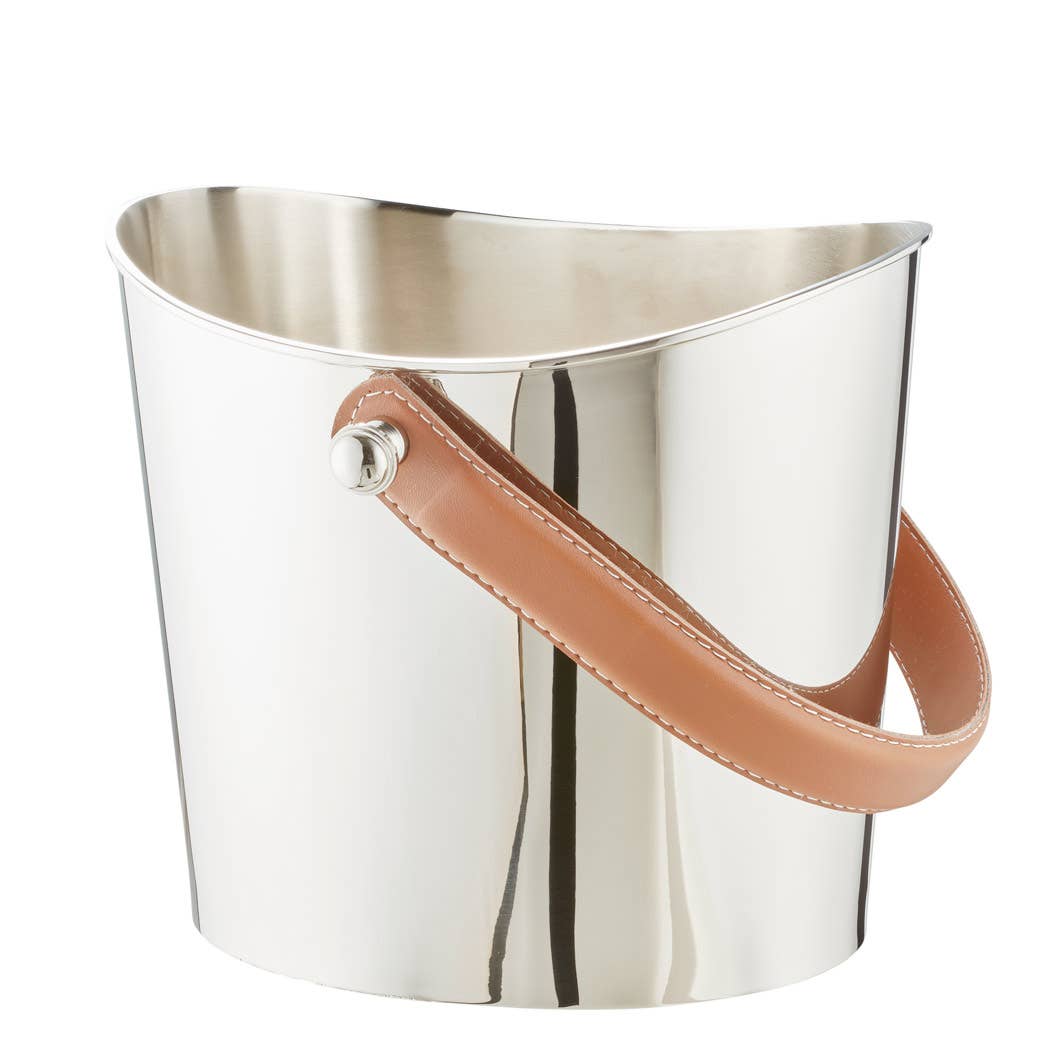 Ice bucket Gilbert wine cooler with brown leather handle