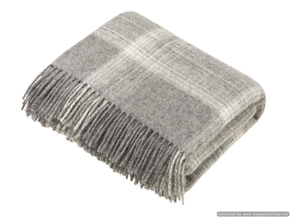ombre check Gray Undyed Pure New Wool Throw