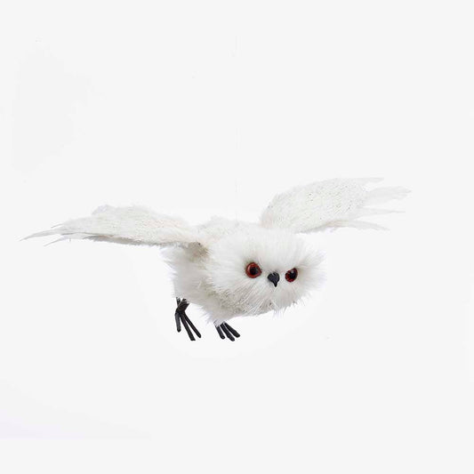 13.4" White Flying Owl Ornament