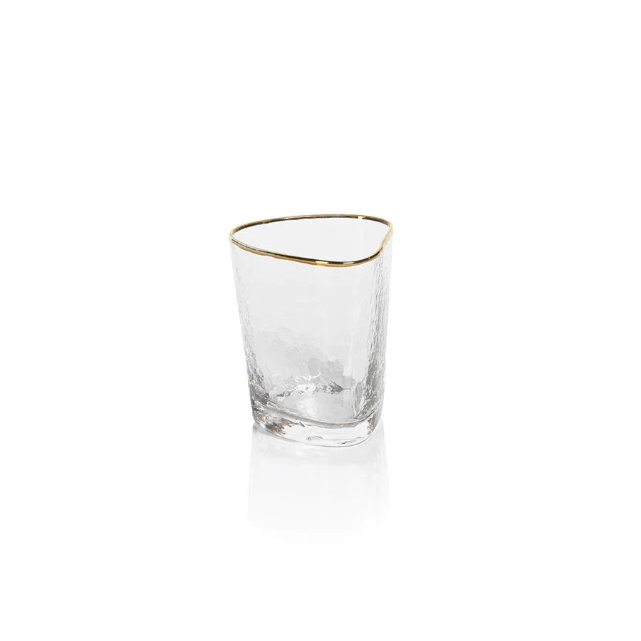 Aperitivo Triangular Double Old Fashioned Glass- Clear and Gold Rim