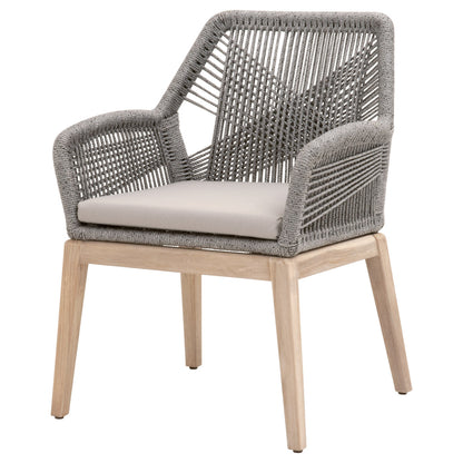 Loom Outdoor ARM Chair- Platinum Rope, Smoke Gray, Gray Teak