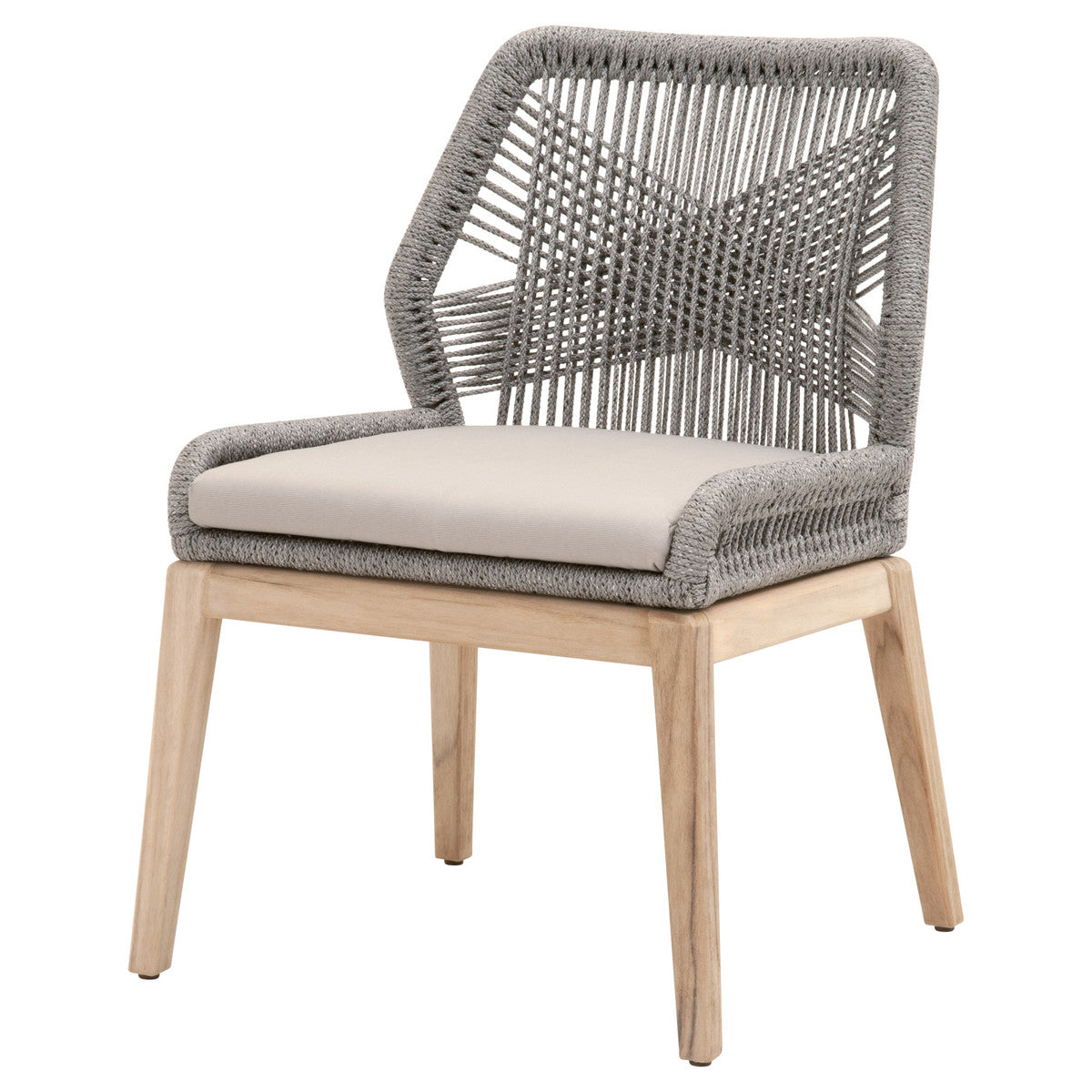 Loom Outdoor DINING Chair- Platinum Rope, Smoke Gray, Gray Teak