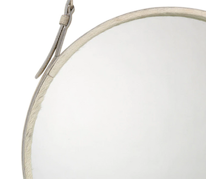 Leather Strapped Round Mirror