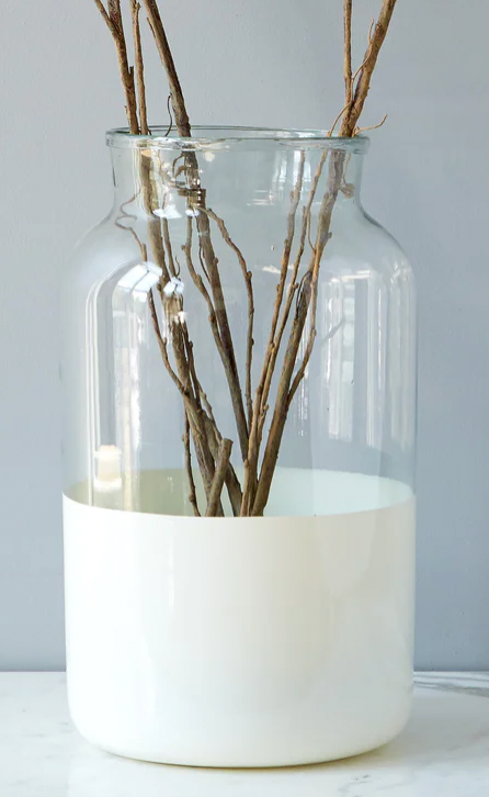 White Colorblock Mason Jar Vase