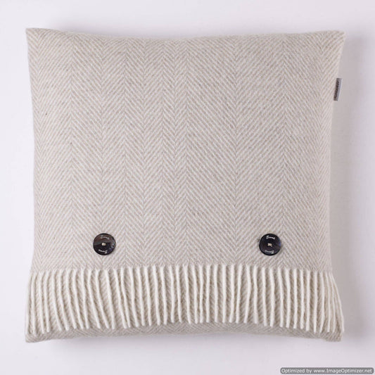 Gray Herringbone Merino Lambswool Pillows