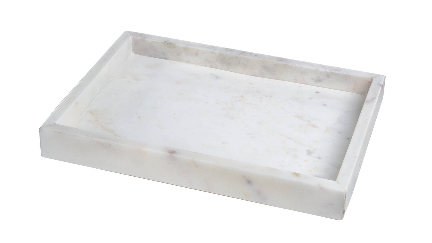 Marble Tank Tray- Opal White- 14" x 10"